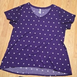 LuLaRoe Purple Tee with White Stars